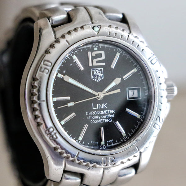 2000 TAG Heuer Link Date Automatic Chronometer Model WT5110 41mm Stainless Steel on Flip-Lock Bracelet with Box and Booklet