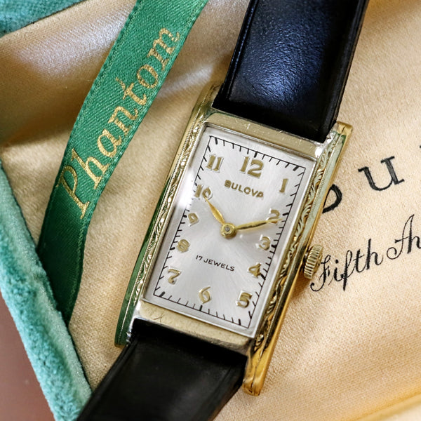 1936 BULOVA Phantom 17 Jewels Cal. 6AE Wristwatch Tank Case U.S.A. 