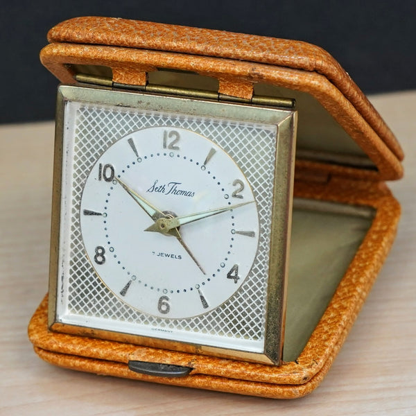 Vintage SETH THOMAS Wind-Up Travel Alarm Clock 7 Jewels Original Genui ...