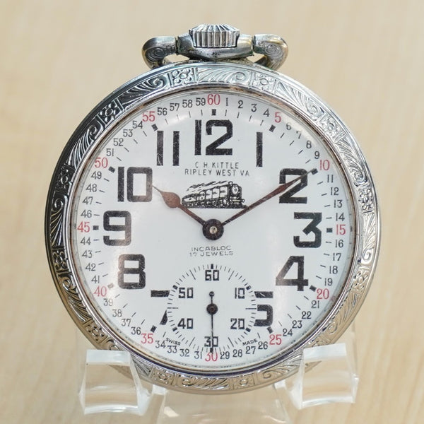 Antique Arnex Railroad Train Pocket Watch 17 Jewels Incabloc