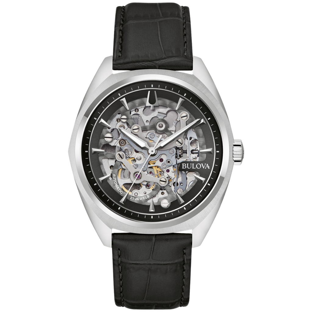 BULOVA Surveyor Automatic Watch 21 Jewels Men's Skeleton Wristwatch Mo ...