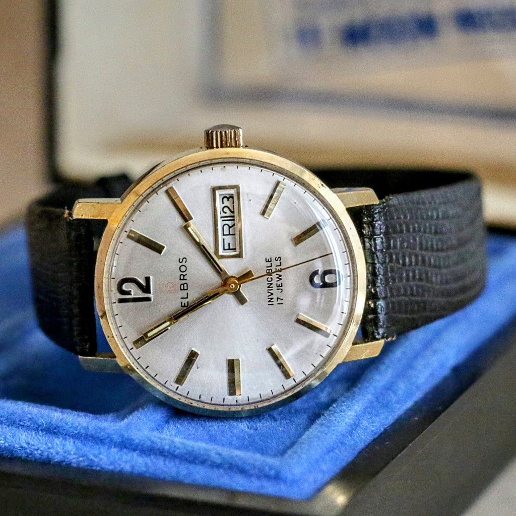 Invincible Watch HELBROS Invincible Wristwatch 17 Jewels Day/Date Swiss Made Watch ...