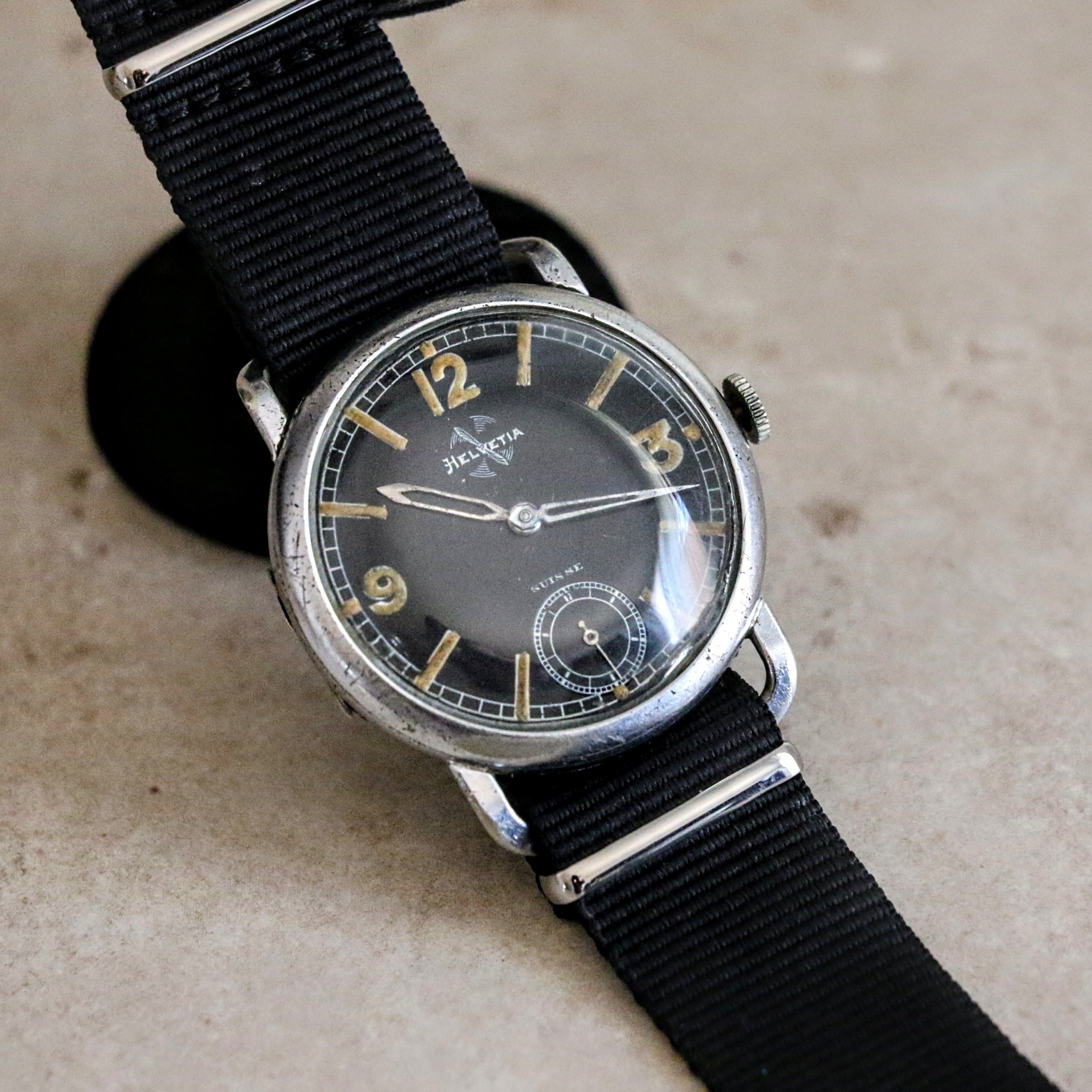 1939 HELVETIA Flieger Jumbo Watch WWII Pilot Vintage Wristwatch Cal. 51S 3 ADJTS