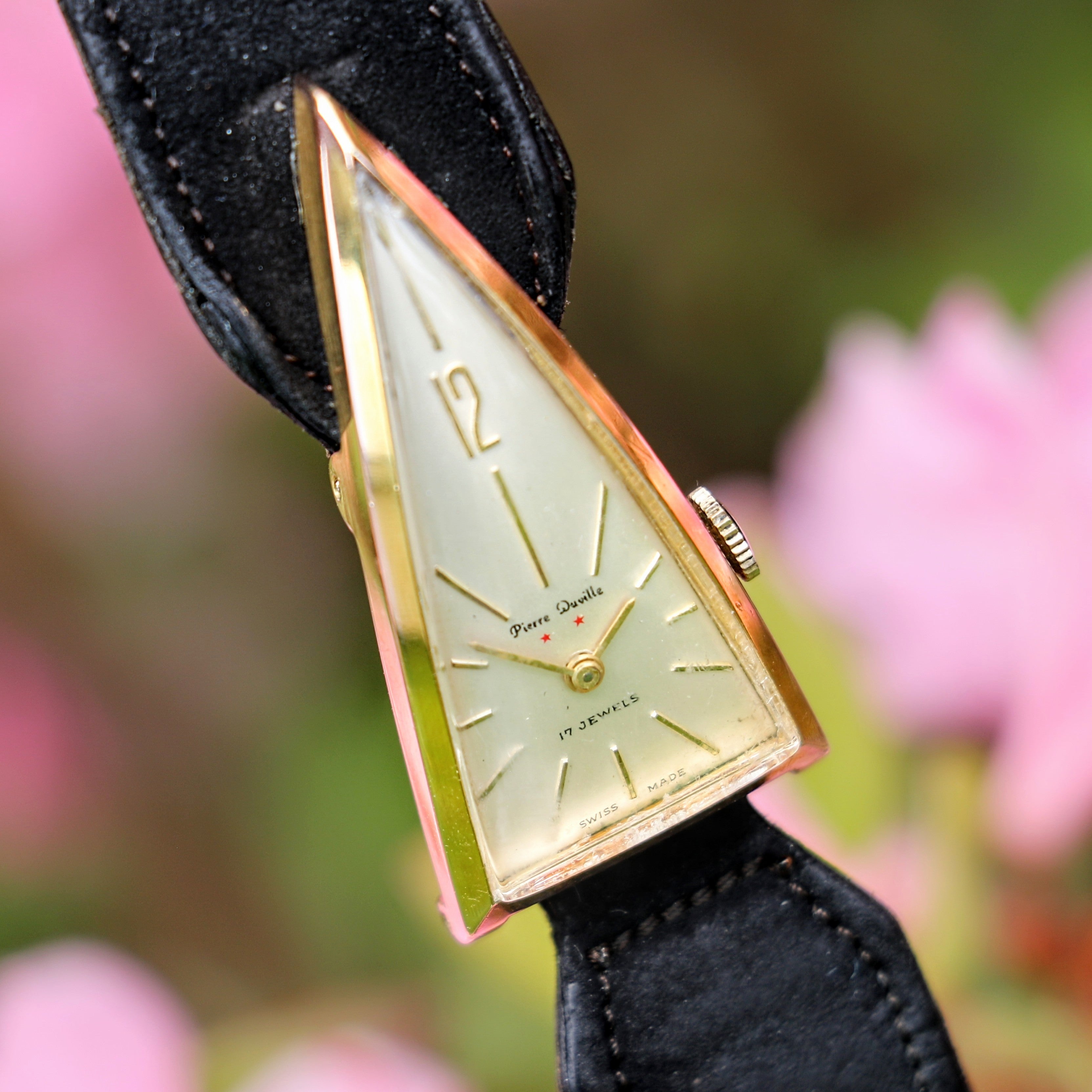 Triangle Watch Retro PIERRE DUVILLE “A Parabolic Watch” 17 Jewels Triangle Vintage Wristwat ...