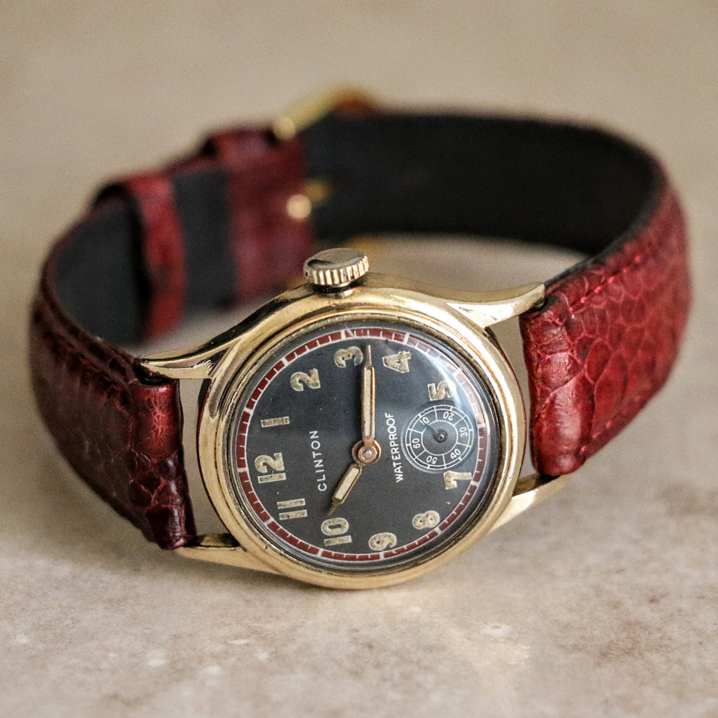 CLINTON Waterproof Wristwatch Grey Dial 17 Jewels 29mm Swiss Made Watc ...