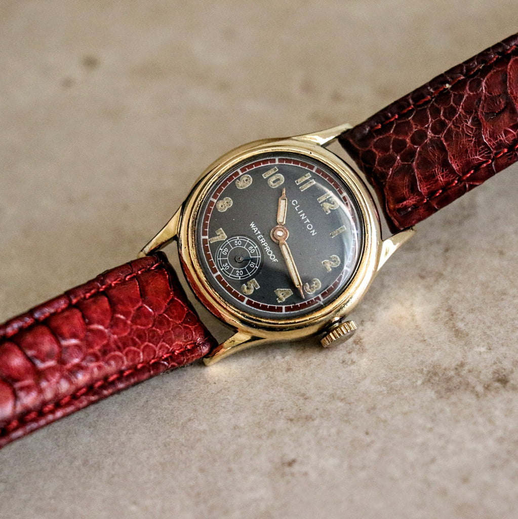 CLINTON Waterproof Wristwatch Grey Dial 17 Jewels 29mm Swiss Made Watc ...