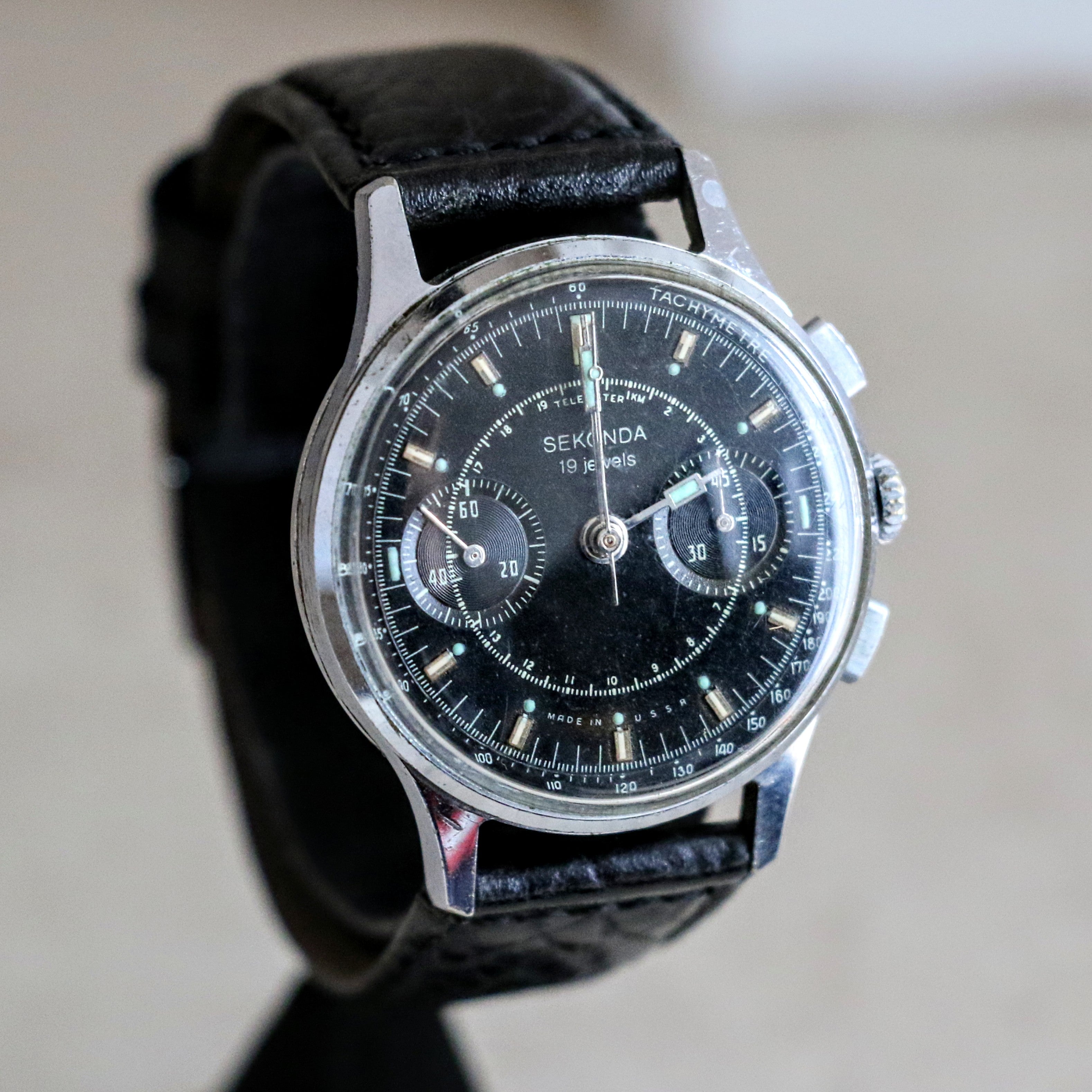 SEKONDA Poljot Chronograph Wristwatch 19 Jewels Made in U.S.S.R. Watch