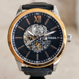 FOSSIL FLYNN Automatic Watch 22 Jewels 48mm Semi Skeleton Wristwatch Ref. BQ2216