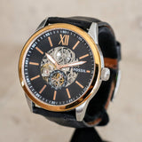 FOSSIL FLYNN Automatic Watch 22 Jewels 48mm Semi Skeleton Wristwatch Ref. BQ2216