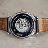 FOSSIL FLYNN Automatic Watch 22 Jewels 48mm Semi Skeleton Wristwatch Ref. BQ2216