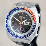 1975 SEIKO Pogue Chronograph Automatic Watch Ref. 6139-6002 Black Dial Vintage Wristwatch