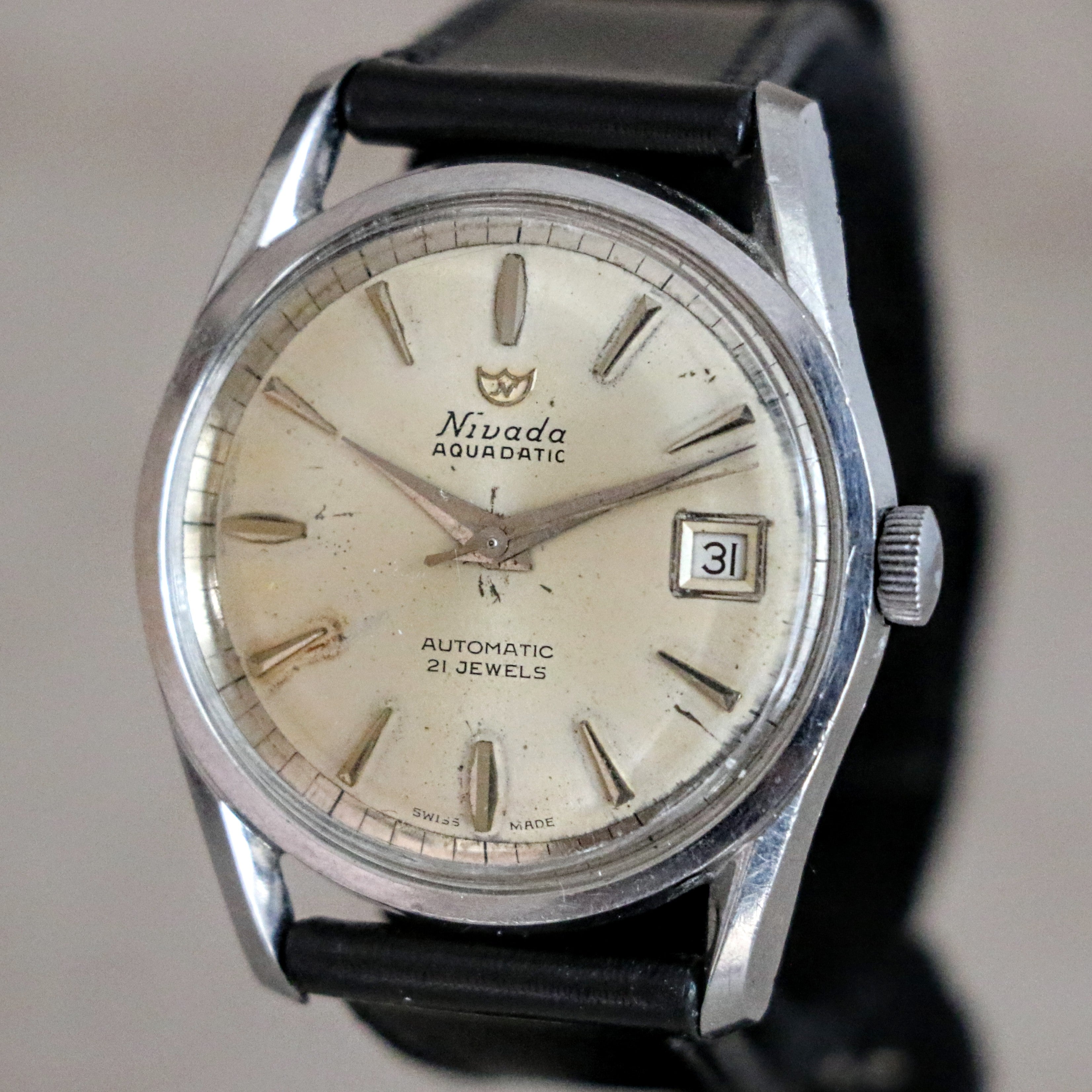 NIVADA Aquadatic Automatic Watch 21 Jewels Cal. ETA 2452 Swiss Made Wristwatch