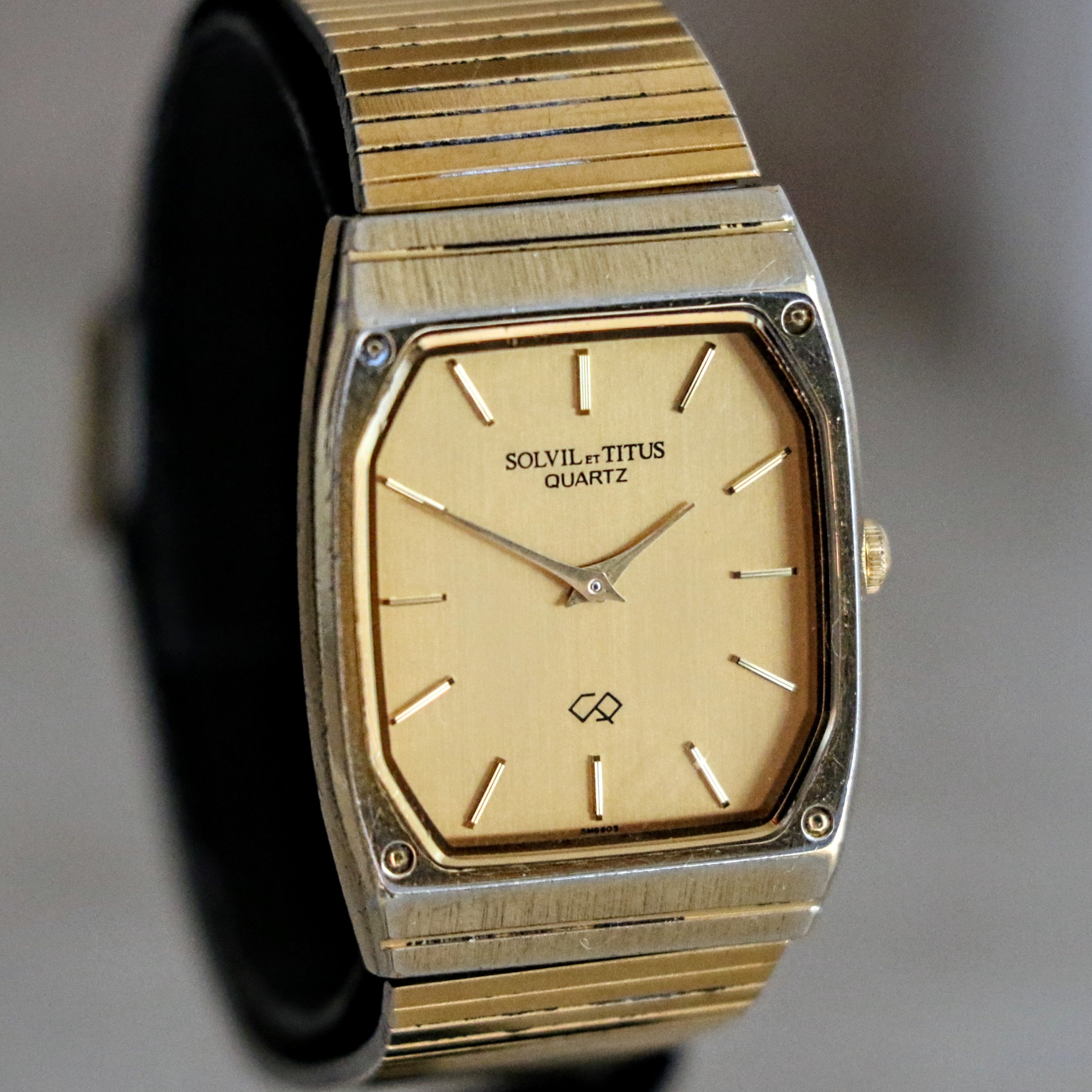 Vintage SOLVIL et TITUS Wristwatch Dress Quartz Watch SS Back - SM8605 413594