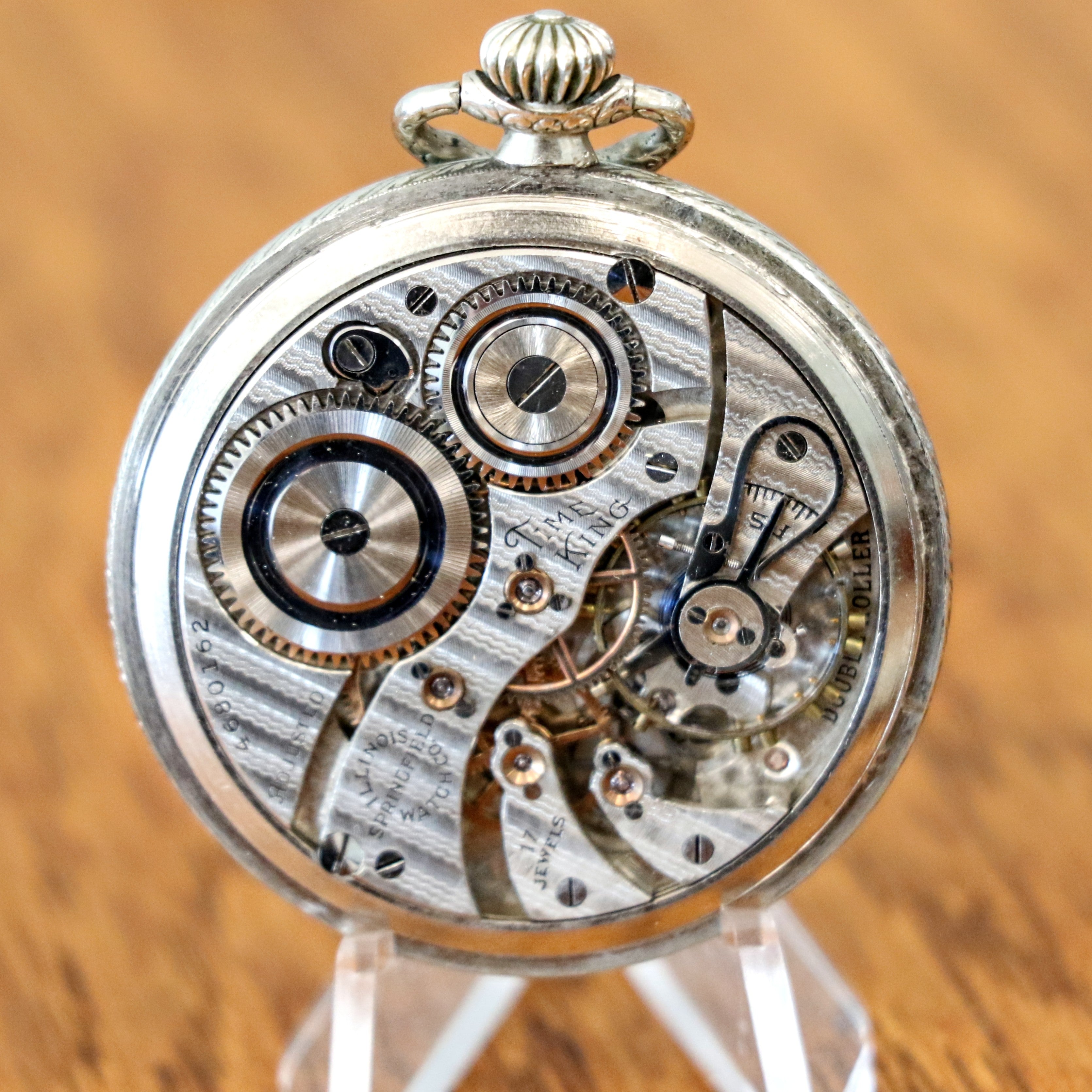 1925 ILLINOIS Time King Pocket Watch Size 12s 17 Jewels Grade 405 U.S.A. Made Art Deco Watch