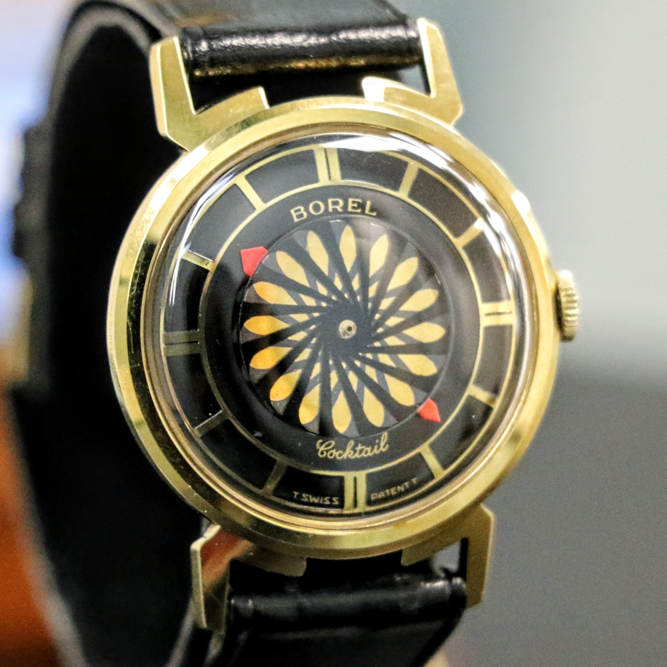 1960s ERNEST BOREL Men's Cocktail Watch Kaleidoscope Dial 32mm Swiss Wristwatch - ALL ORIGINAL!