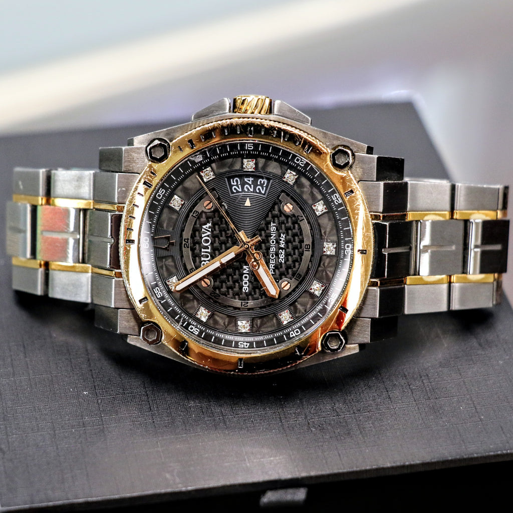 BULOVA 300M Precisionist 262kHz Diamond Dial - 98D149 - In Box & Extra ...