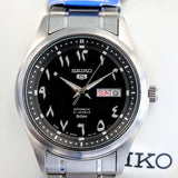 SEIKO 5 Automatic Watch Black Arabic Dial Wristwatch Ref. SNKP21J1 Box & Papers!