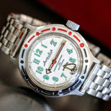 VOSTOK Sea Captain Amphibian Automatic Watch 200M Date Indicator Wristwatch
