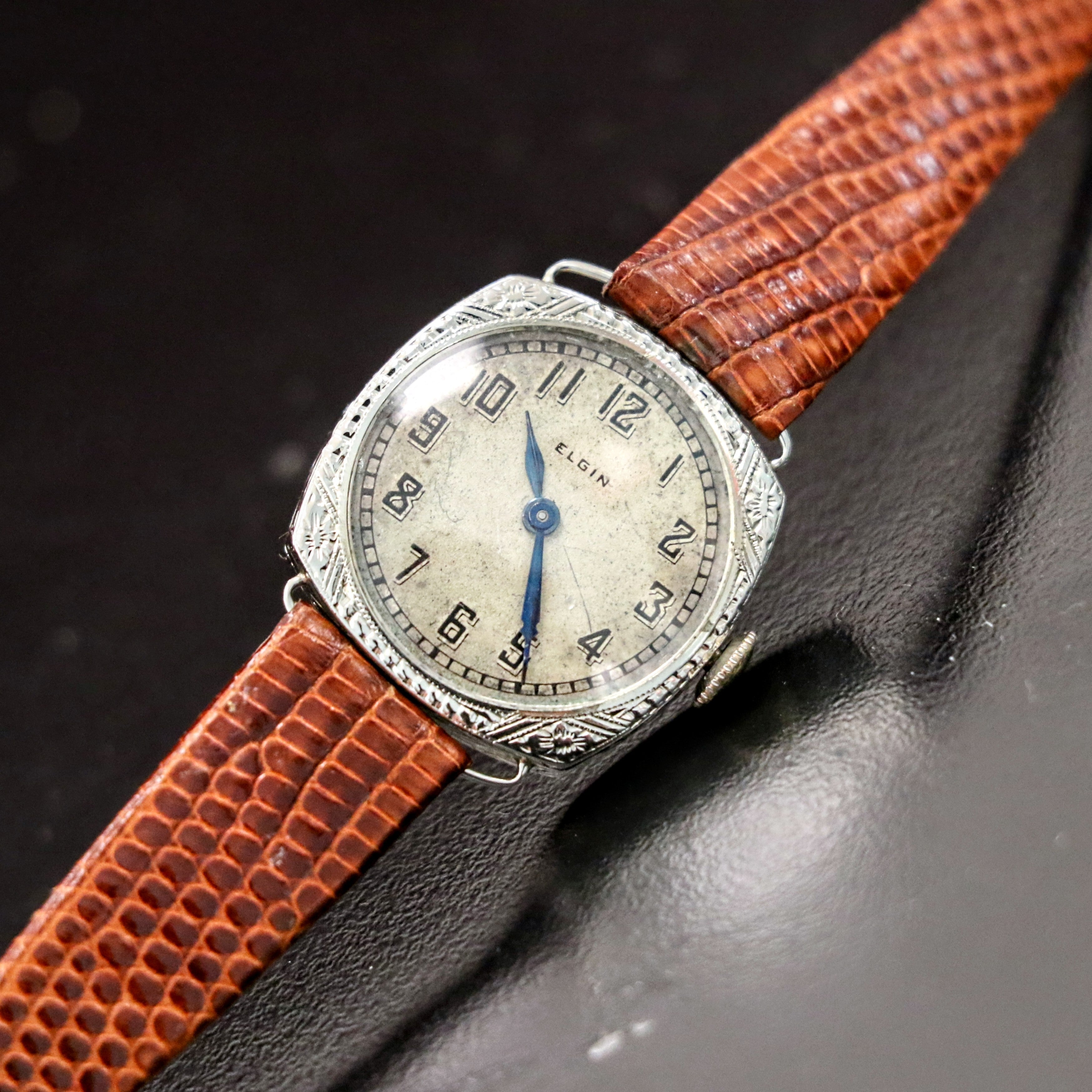 1923 Art Deco ELGIN Ladies Wristwatch 14K White GOLD Grade 447 Vintage Watch
