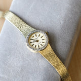 Ladies LUCIEN PICCARD Quartz Watch - ALL 14K Solid GOLD & Diamond Bezel Swiss Vintage Wristwatch