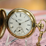 1897 ELGIN Dress Pocket Watch 0s 15 Jewels Grade 130 Model 1 U.S.A. Made - Engraved Case