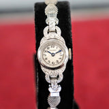 MOVADO Ladies Wristwatch Platinum Case & Fancy Lugs w/Diamonds 17 Jewels Swiss Watch