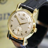1949 LONGINES Wristwatch Ref. 5950 ALL 18K Solid GOLD 17 Jewels Fancy Lugs Watch
