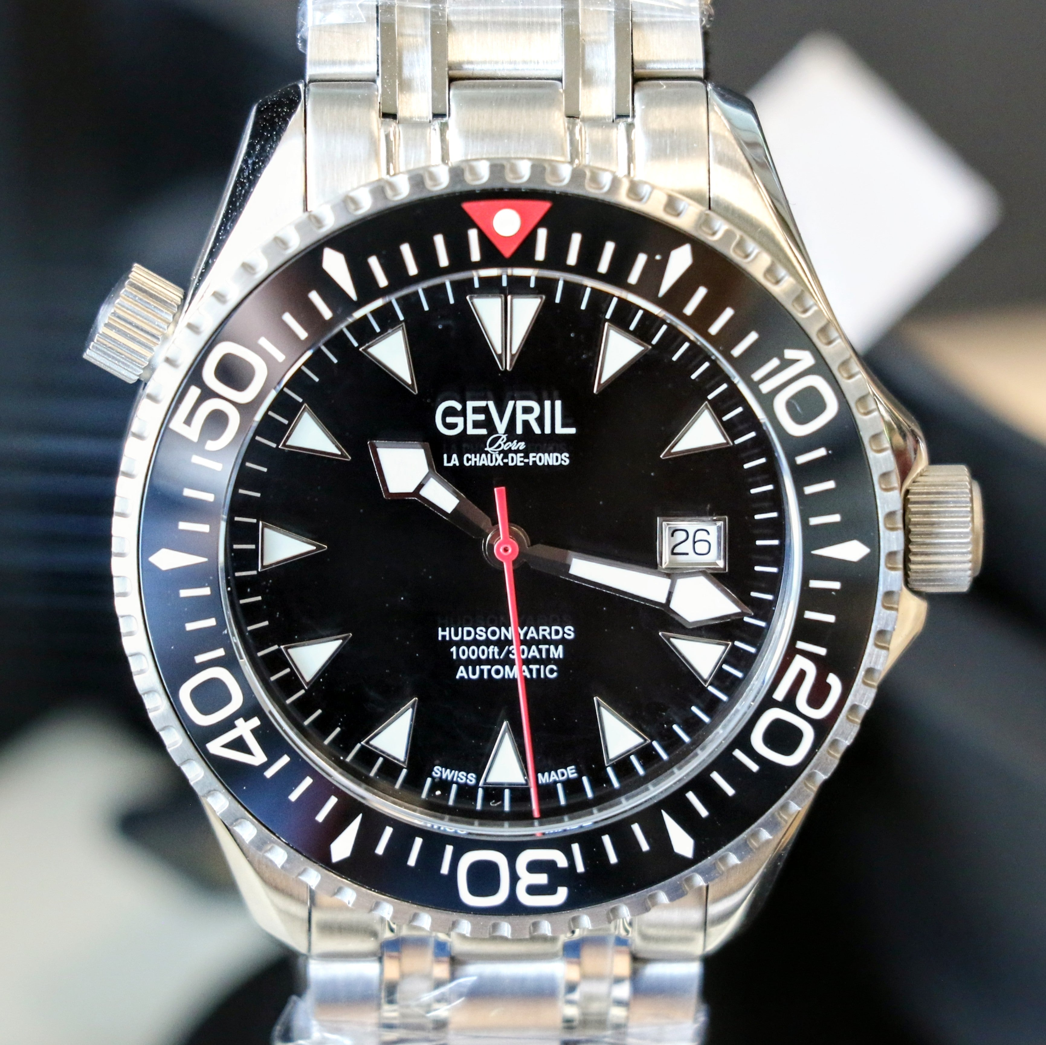 GEVRIL Hudson Yards Automatic Diver Watch Model 48800 - Display Back - BOX & Papers!