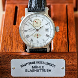 Muhle Glashutte Traveler Automatic Wristwatch Power Reserve - Display Back - M13310 1194 - Original Wood Box & Papers