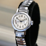 Vintage Ladies WALTHAM Wristwatch 17 Jewels Watch Stainless Steel Flex Bracelet