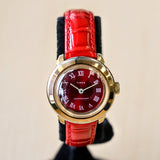 Ladies TIMEX Mechanical Watch Red Dial Vintage Wristwatch 26mm Water Resistant
