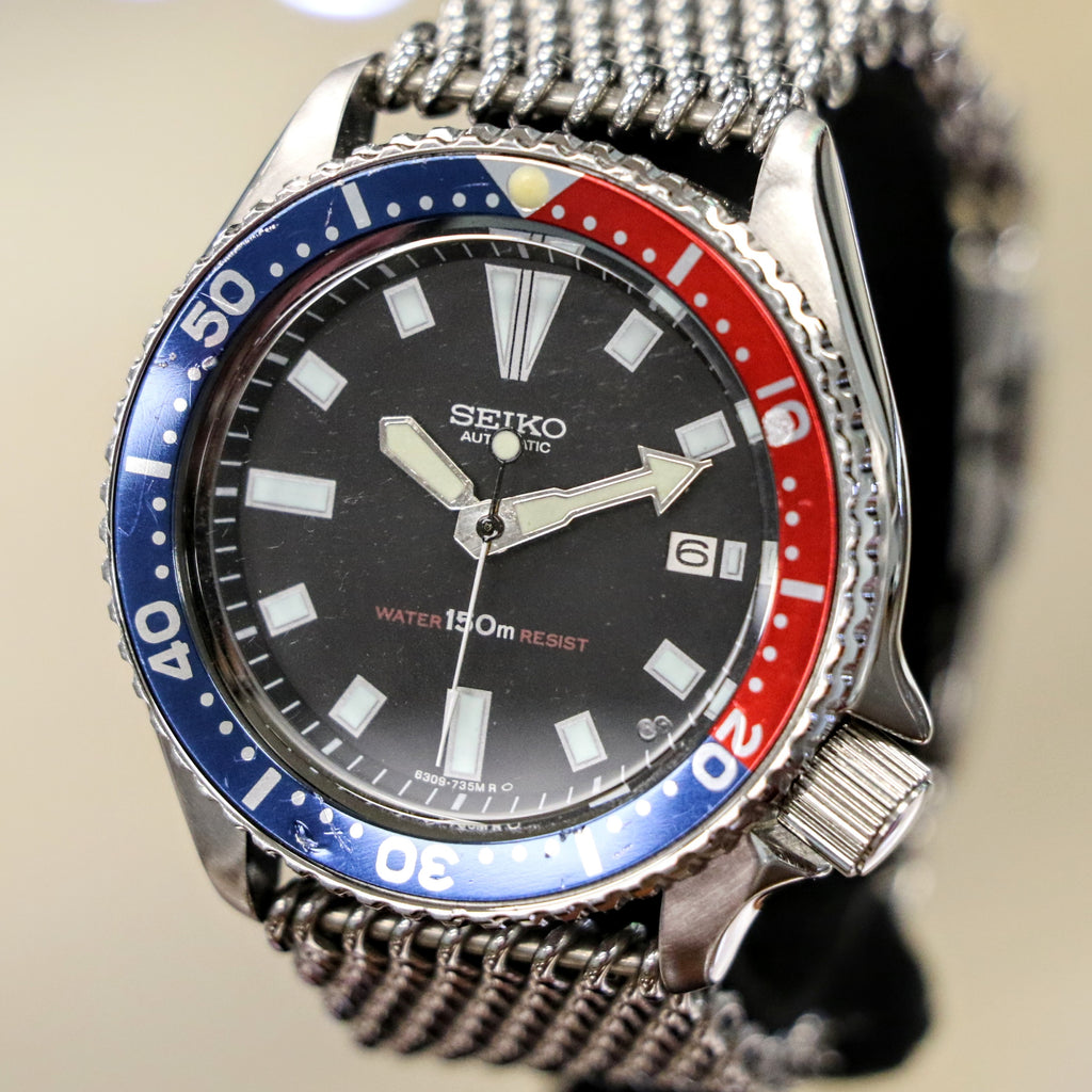 1985 Pepsi SEIKO Automatic Watch 6309-729A Slim Turtle Diver Wristwatc ...