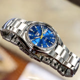 2016 SEIKO 5 Automatic Watch 21 Jewels 7S26-02F0 Blue Dial Display Back Wristwatch Day/Date