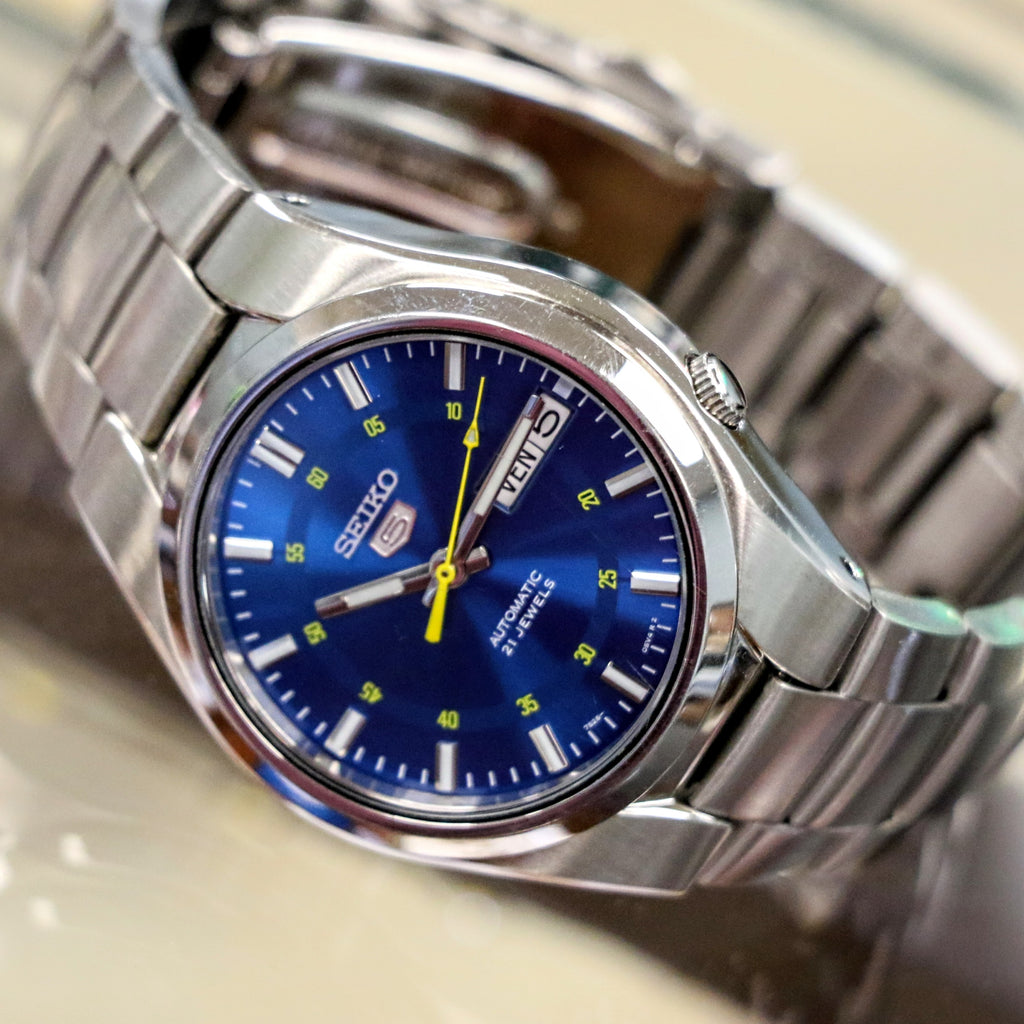 2016 SEIKO 5 Automatic Watch 21 Jewels 7S26-02F0 Blue Dial Display Bac ...