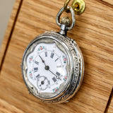 Antique Pocket Watch FAVORY GENEVE 10 Rubis - Art Deco & Silver Engraved Case
