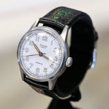 1950s ENICAR Sport Watch Incabloc Military Wristwatch Enamel Dial S.S. Case Swiss Made