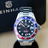 Steinhart Ocean 39 GMT Automatic Watch RED-BLUE Pepsi Bezel ALL Original! Box & Papers!