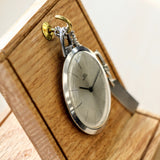 1950's GLYCINE Pocket Watch 17 Jewels Cal. AV 423 Swiss Made - ULTRA Thin w/PW Chain