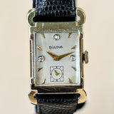 1955 BULOVA Watch Diamond Dial Fancy Tank Case & Lugs Cal. 8AC U.S.A. Wristwatch