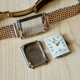 1943 BULOVA Watch Fancy Tank Case & Lugs Cal. 7AP U.S.A. 14K Rose G.F. Wristwatch