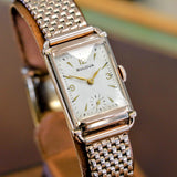 1943 BULOVA Watch Fancy Tank Case & Lugs Cal. 7AP U.S.A. 14K Rose G.F. Wristwatch