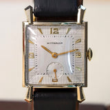 Vintage WITTNAUER Watch 17 Jewels Cal. REVUE 76/3 10K Yellow G.F. - In BOX! Swiss Wristwatch