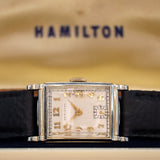 1949 HAMILTON Eaton Watch Cal. 980 17 Jewels Tank Case U.S.A. Made Wristwatch - In BOX!