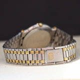 GUCCI 9000M Watch Date Indicator Two-Tone Case & Bracelet Swiss Made Quartz Wristwatch