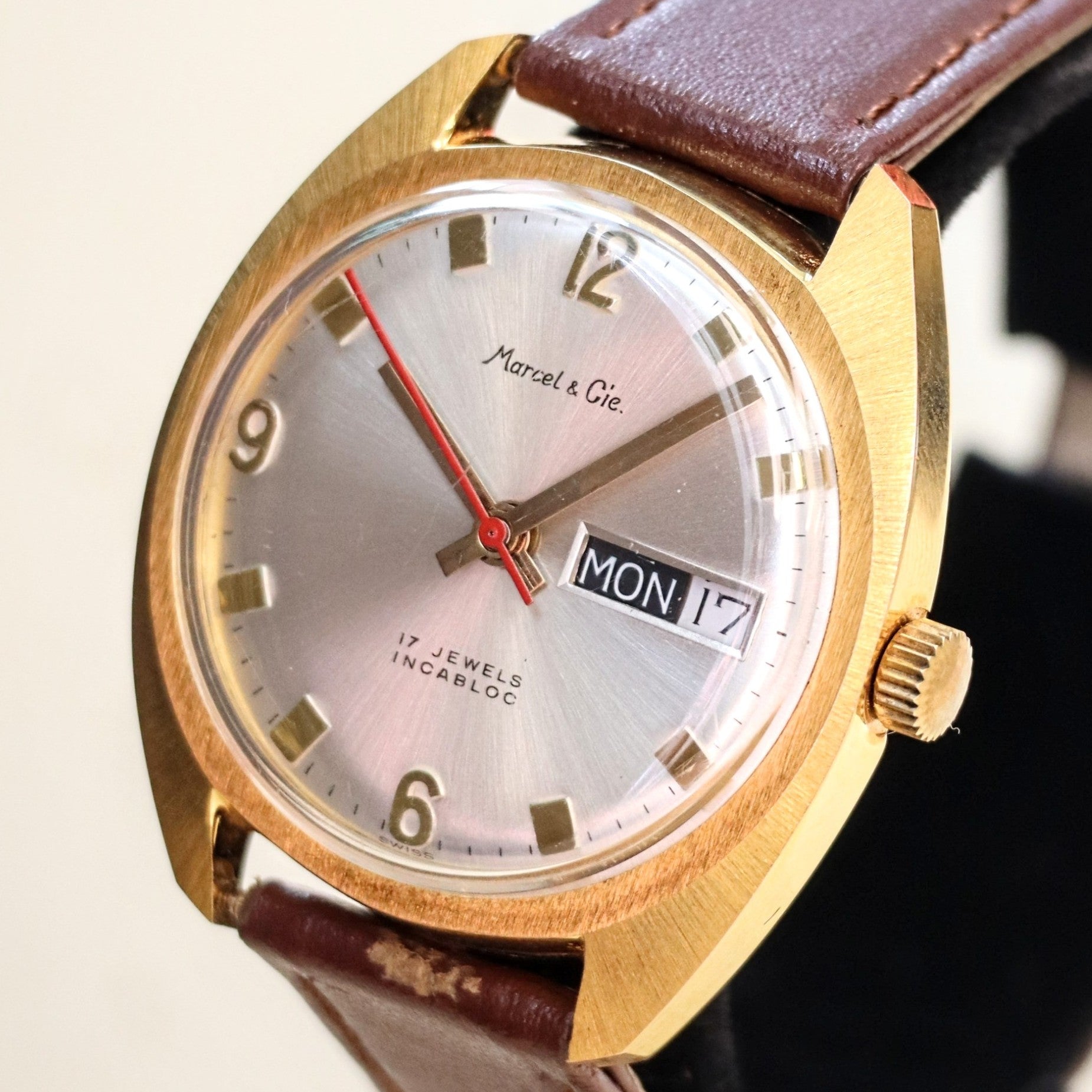 Marcel & Cie. Watch 17 Jewels Cal. 1137 Incabloc Day/Date Wristwatch S ...
