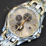 SEIKO Solar Chronograph Excelsior Watch SSC138 Two Tone Case Brace SECOND HAND HOROLOGY