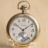 1925 WALTHAM Dress Pocket Watch Openface 12s Grade Premier 19 Jewels ADJ. 14K G.F.