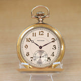 1925 WALTHAM Dress Pocket Watch Openface 12s Grade Premier 19 Jewels ADJ. 14K G.F.