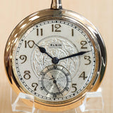 1915 ELGIN Dress Pocket Watch Openface 12s 17 Jewels Grade 345 Decorative Dial Yellow G.F. Case