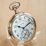 1915 ELGIN Dress Pocket Watch Openface 12s 17 Jewels Grade 345 Decorative Dial Yellow G.F. Case